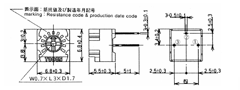 TOCOS电位器GF063参考图纸